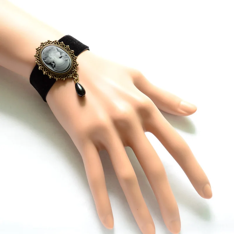 Браслет ручной работы готический бронзовый викторианский стиль женская голова