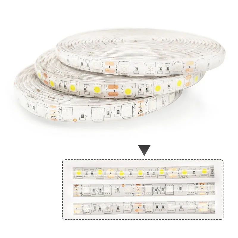 DC 12V 5m 5050 Светодиодная лента белый теплый RGB fita de Диодная с адаптером питания |