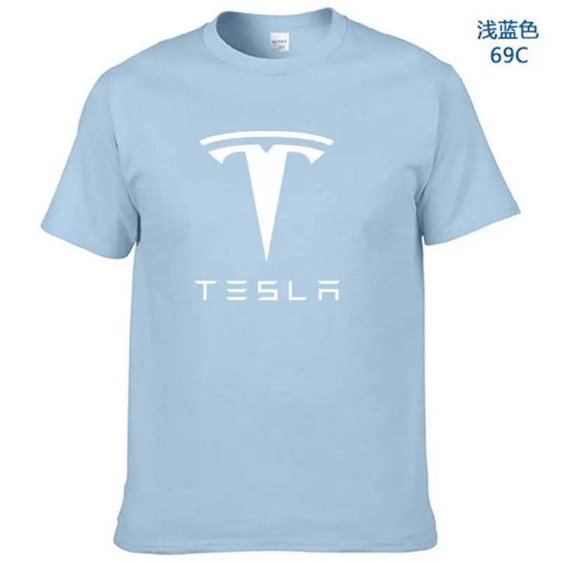 Новые мужские футболки Tesla с коротким рукавом и круглым вырезом хлопковые