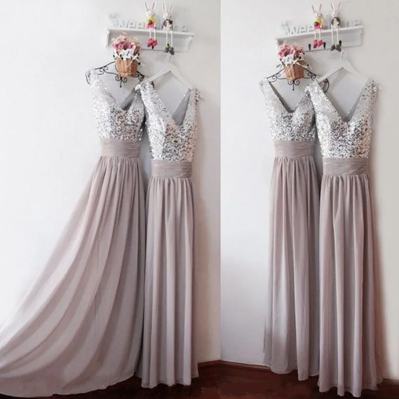 Блестящее шифоновое платье для подружки невесты темно синее/Персиковое/цвета