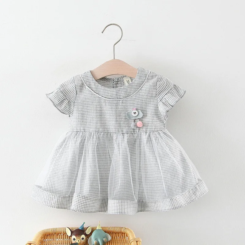 Summer children's dress is solid color fittings plaid girl wear princess | Детская одежда и обувь