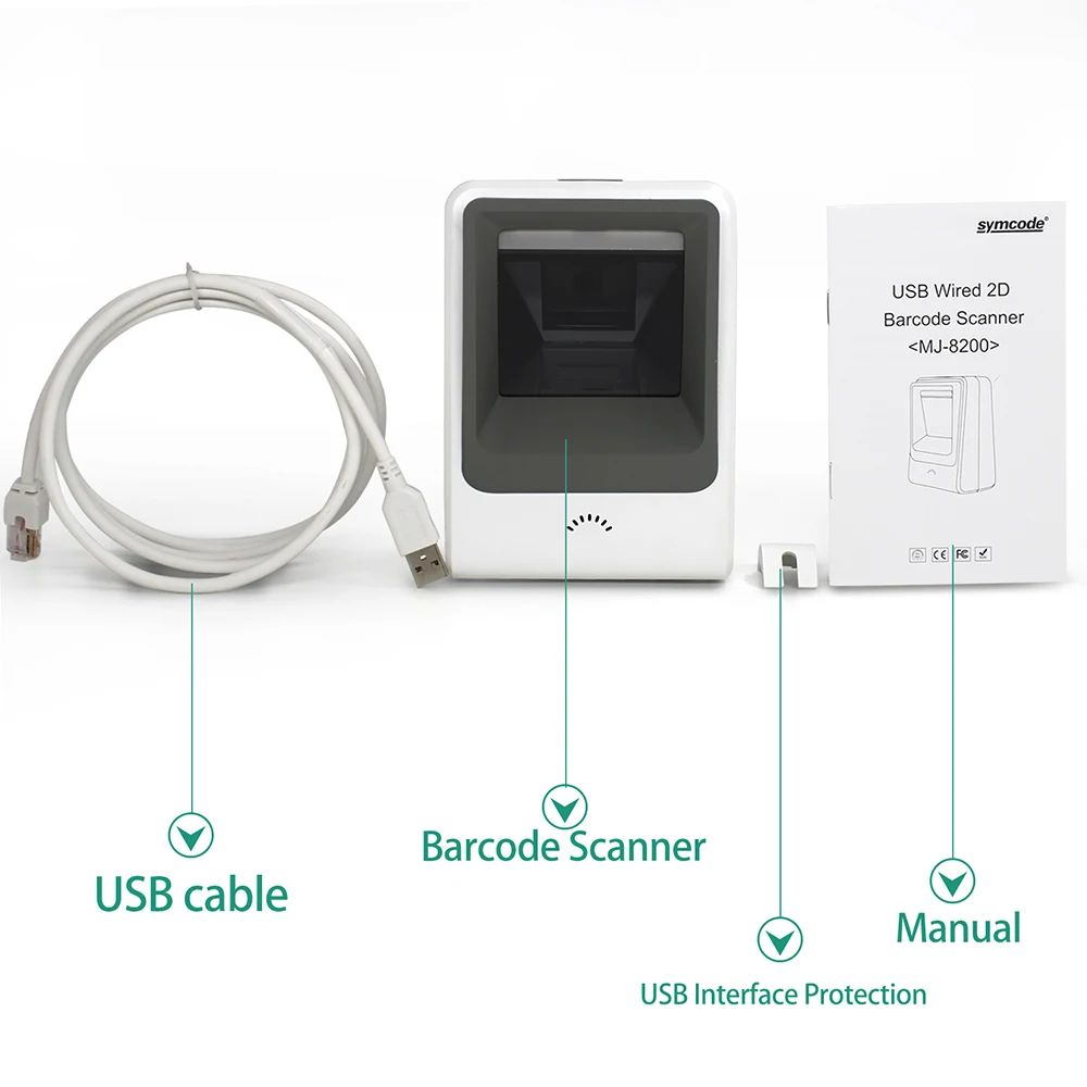2D автоматический сканер штрих кода Symcode 1D/2D USB Handsfree считыватель кодов с функцией