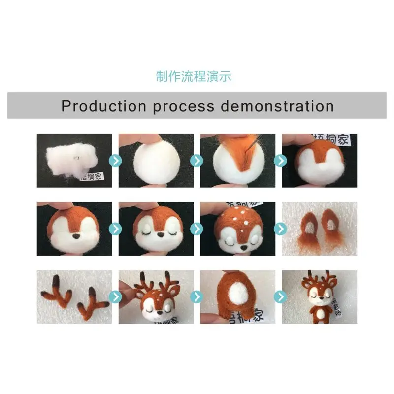 Sika олень кукла животное шерстяное войлочное ремесло DIY необработанный Набор для
