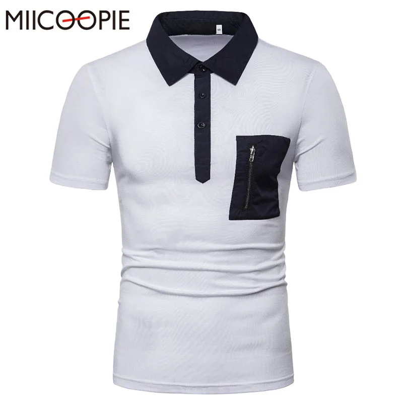 Мужская рубашка поло с коротким рукавом Повседневная деловая карманами 2019 |