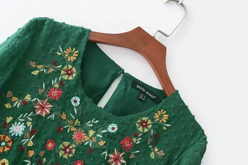 2017 Floral Embroidery Dress Women Lace Dresses Autumn O-Neck Hihg waist | Женская одежда