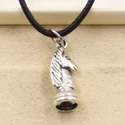 Новый Прочный черный рыцарь-Шахматы из искусственной кожи, подвеска, шнур, чокер, Очаровательное ожерелье сделай сам в стиле ретро, цвет серебряное тибетское в стиле бохо, ювелирные изделия