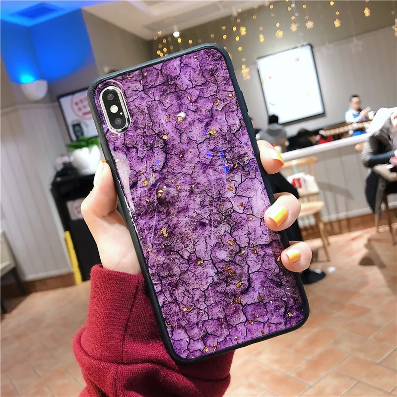 Only case Чехол-накладка для huawei Y7 Prime Y5 Y6 Y7 Pro Y9 с разноцветными мраморными 3D блестящими стразами - Цвет: Only case