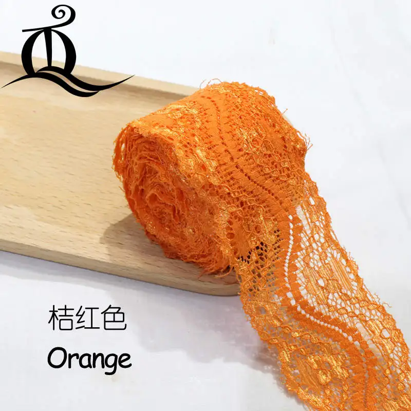 orange 5 Ярд 24 смешанные цвета аксессуары для одежды изысканный цвет кружево качество ткань кружево с эластичным кружевом шириной 5,5 см эластичное кружево, лента - Цвет: orange