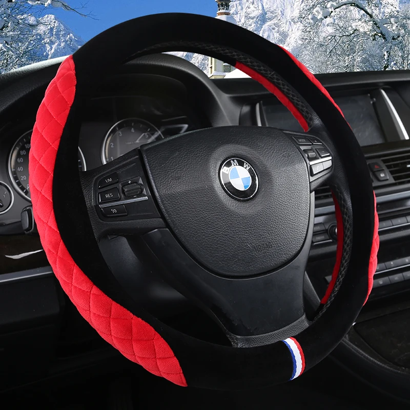 

Автомобильные зимние фланелевые чехлы на руль, интерьерные аксессуары 38 см для BMW F01 F06 F30 F10 F15 F16 F20 F21 F25, автомобильный Стайлинг