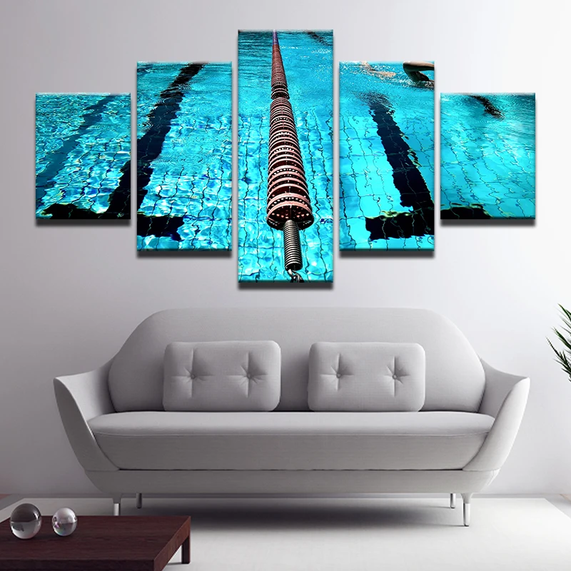 5 шт. на холсте абстракция синий Бассейн Wall Art картина маслом Картины Модульная в