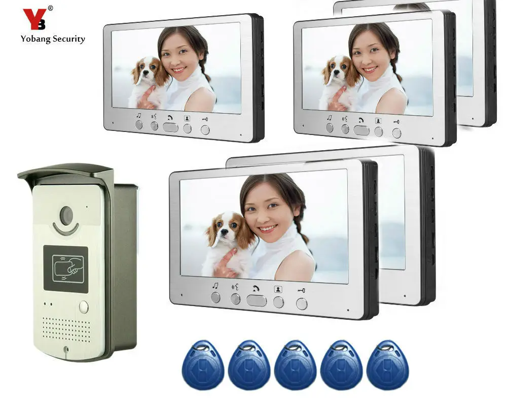 

Yobang безопасность 7 дюймов HD дверной Звонок камера видеодомофон домофон система безопасности камера домофон дверной звонок с 5 монитором