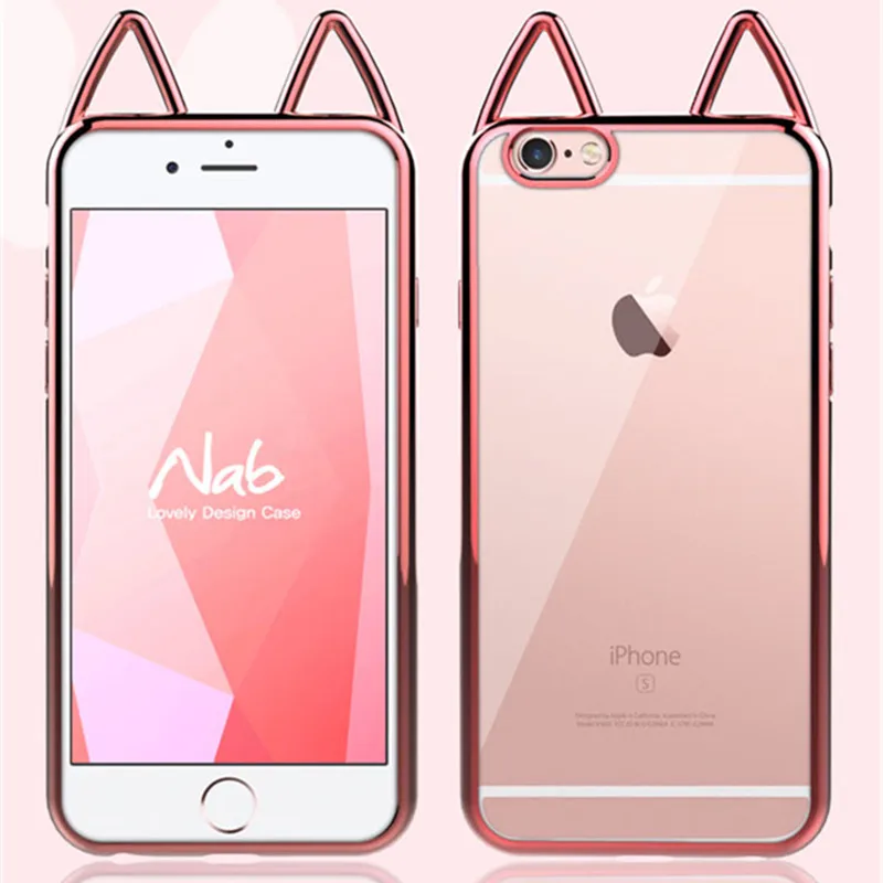 Роскошный чехол с милыми кошачьими ушками для телефона iphone 6 S 7 8 Plus Мягкий