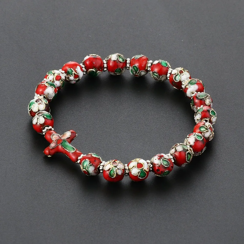 Женский pulseira Шарм перегородчатая четки бусины браслет наручная повязка наручник боком крест браслеты модные украшения для девочек Йога подарок SL067