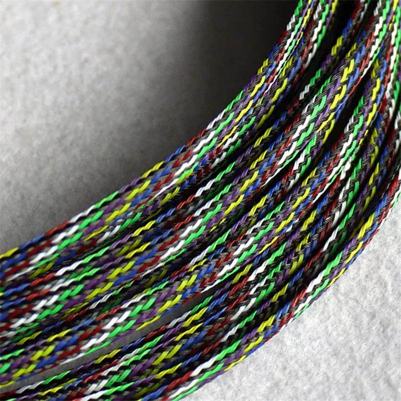 

1/5/10/50/200 Meter 7 colors mixed High quality 4mm Braid PET Expandable Sleeving High Density Sheathing Plaited Cable Sleeves