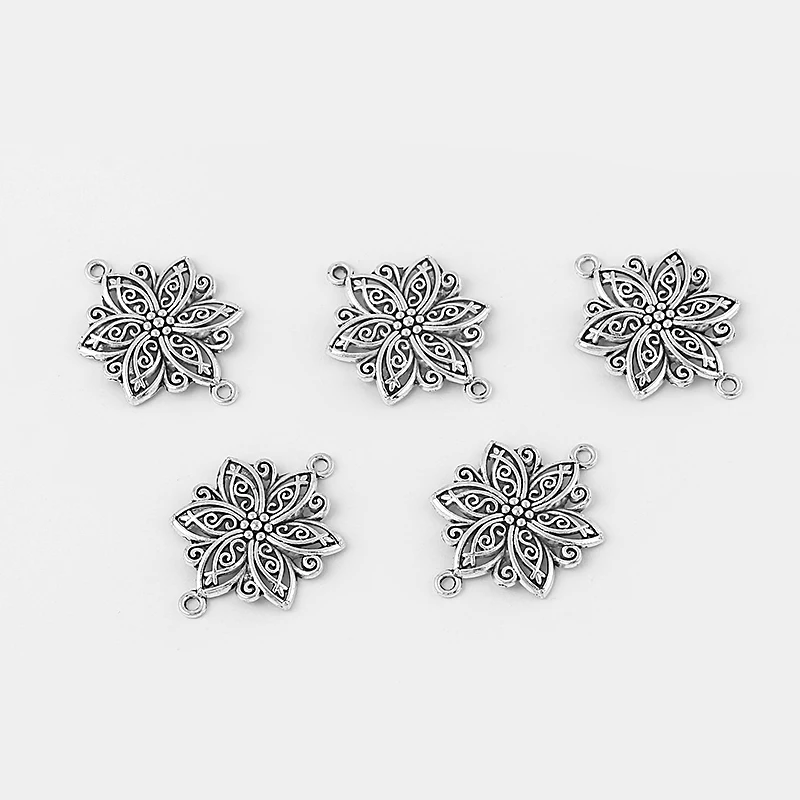 

10pcs Filigree Flower Charms Pendants Connector Jewelry Accessories Findings 31*31mm