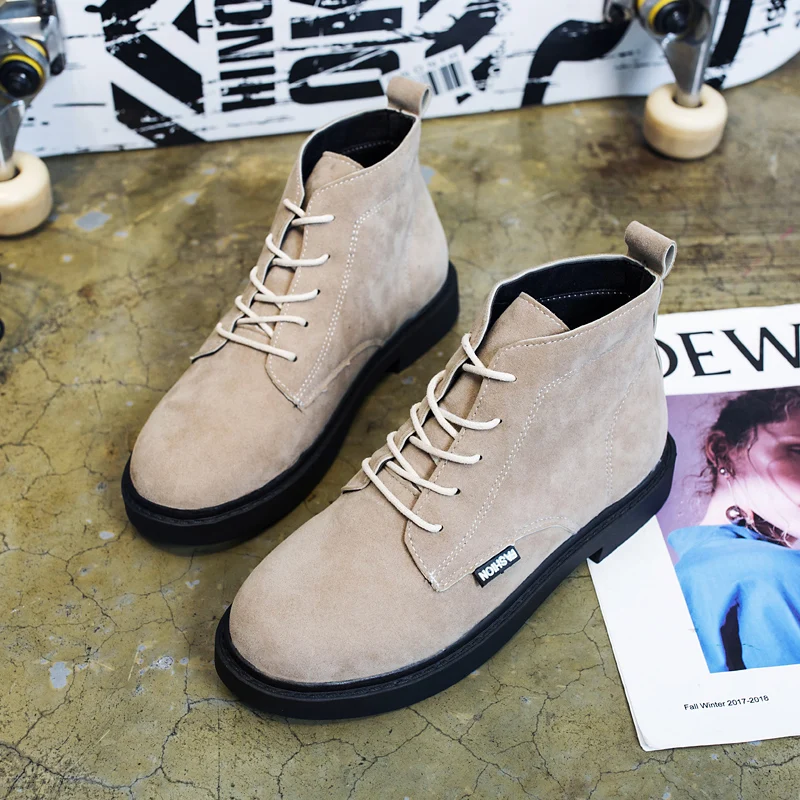 Size35-40 2018 новые женские ботильоны осенние на шнуровке удобная обувь женщина