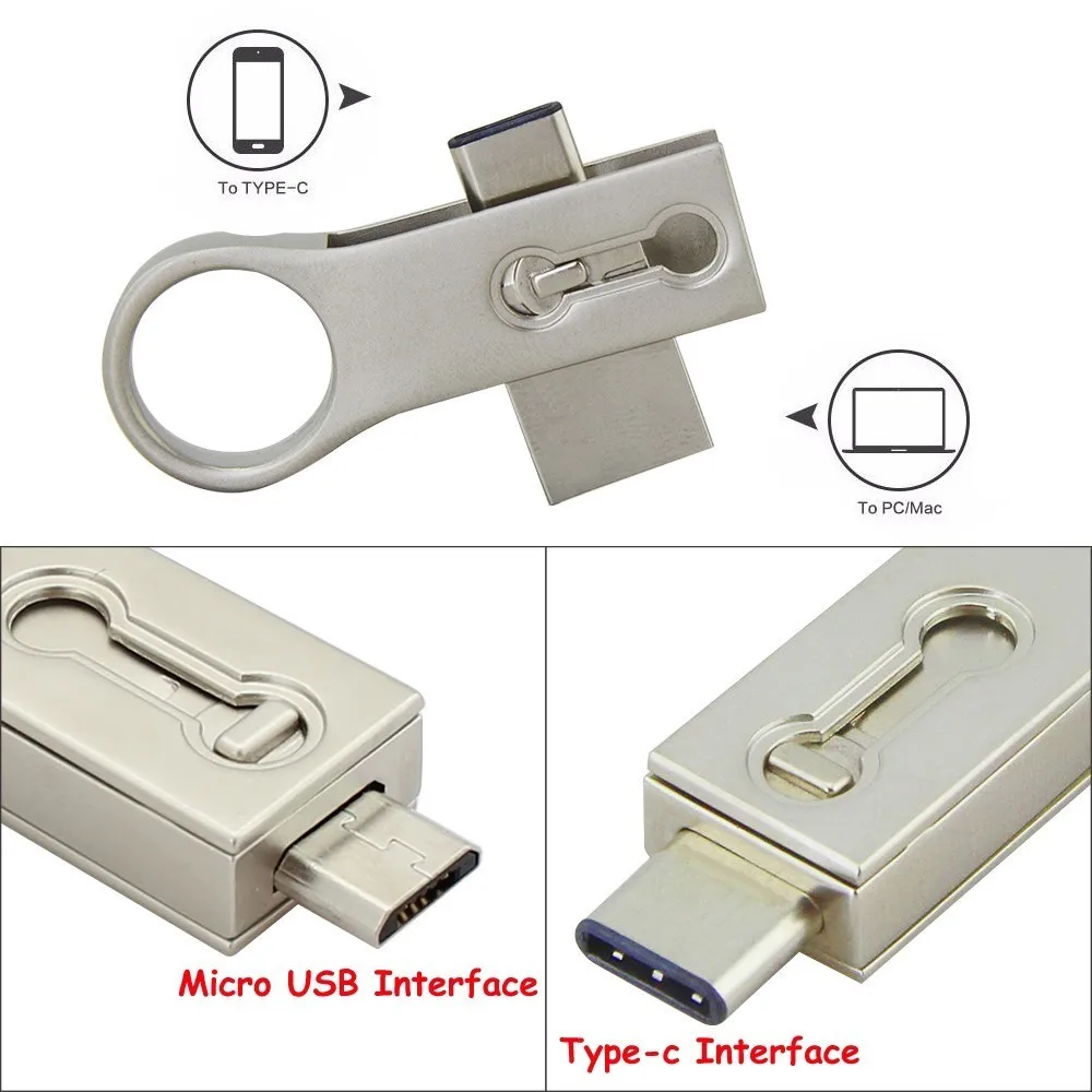 CHYI type-C вращение USB3.0 Флешка высокая скорость флешки 64 ГБ 32 16 Memory Stick водостойкий U