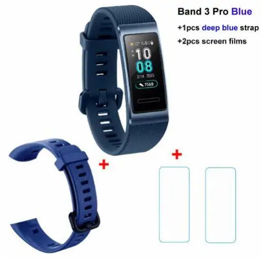 huawei Band 3 Pro Smartband gps металлическая рамка Amoled полноцветный дисплей сенсорный экран Датчик сердечного ритма датчик сна - Цвет: blue x blue x film