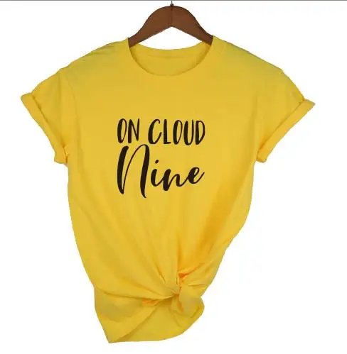 Женская футболка с коротким рукавом OKOUFEN Повседневная принтом Wine Bachelorette Party On Cloud