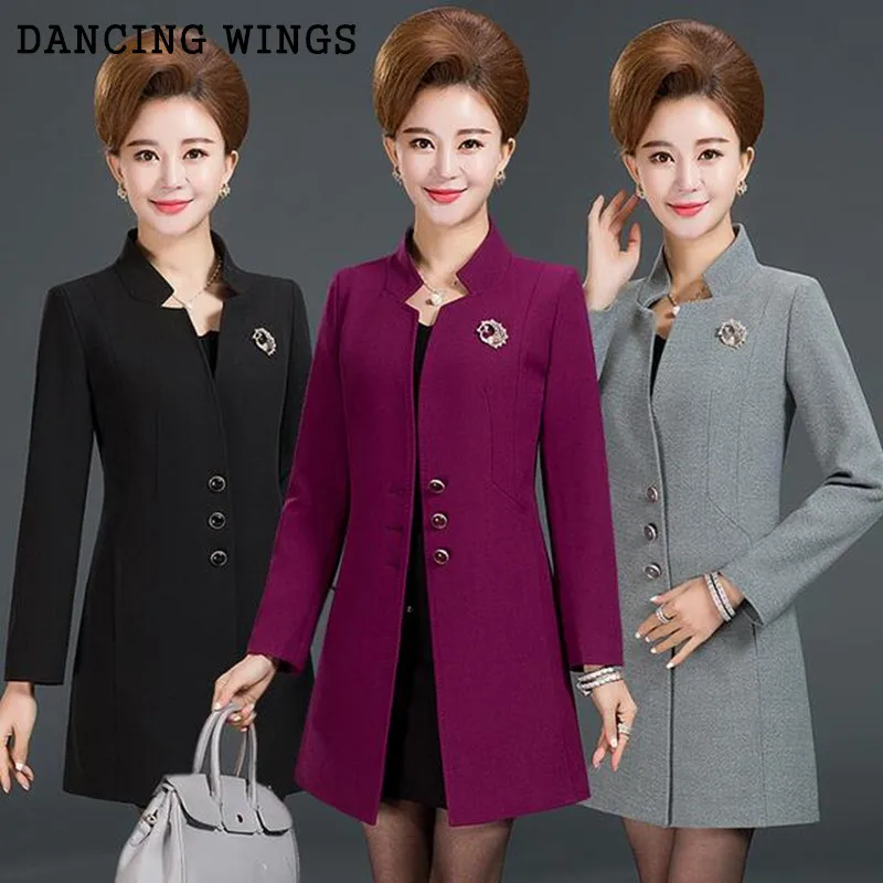 Размера плюс L 5XL моды для мужчин и женщин среднего возраста Женские Тренч узкое