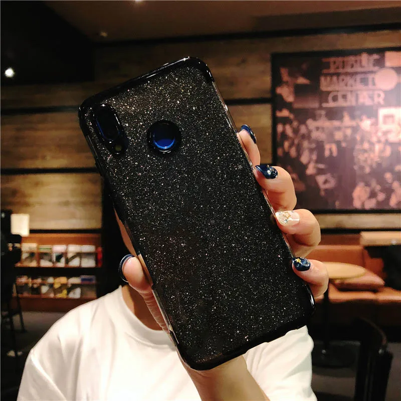 Black Блеск 2 в 1 ТПУ чехол для телефона для huawei P20 P10 P30 Коврики 30 20 Lite Nova для детей 3, 4, 5, чехол Honor 7A 7C 8A 9X 8X Y6 силиконовый чехол - Цвет: Black