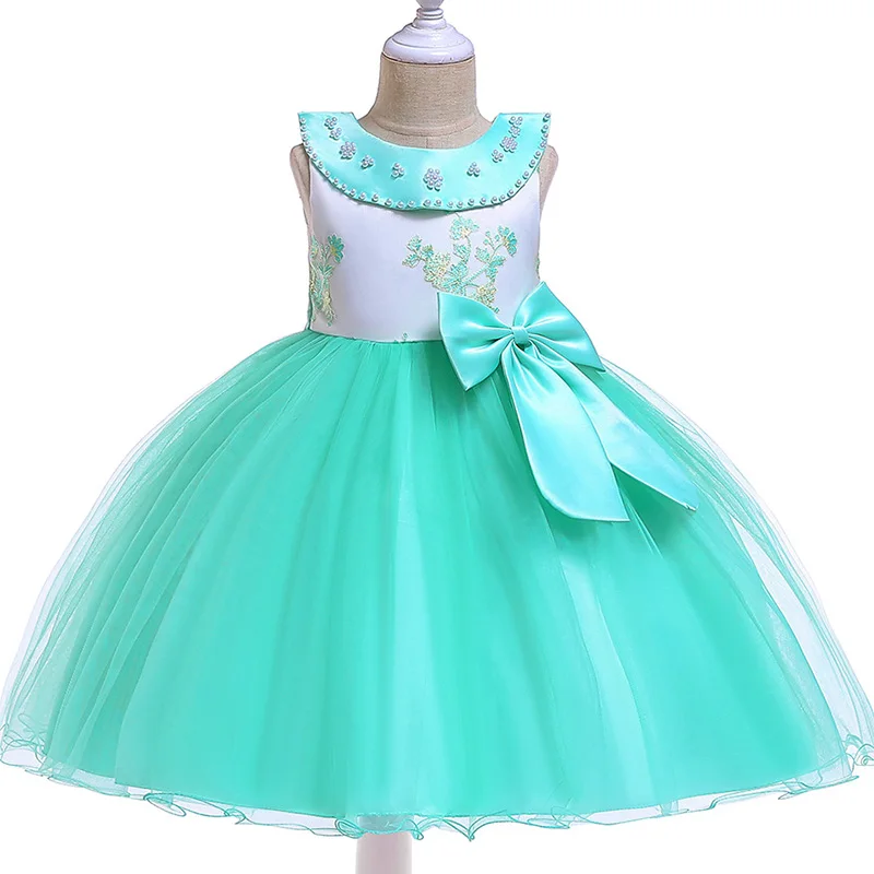 2021 Girls Bow Flower Girl Princess Party Dresses for Weddings Birthday Kids Clothes Children Clothing Baby Costume L5079 | Детская