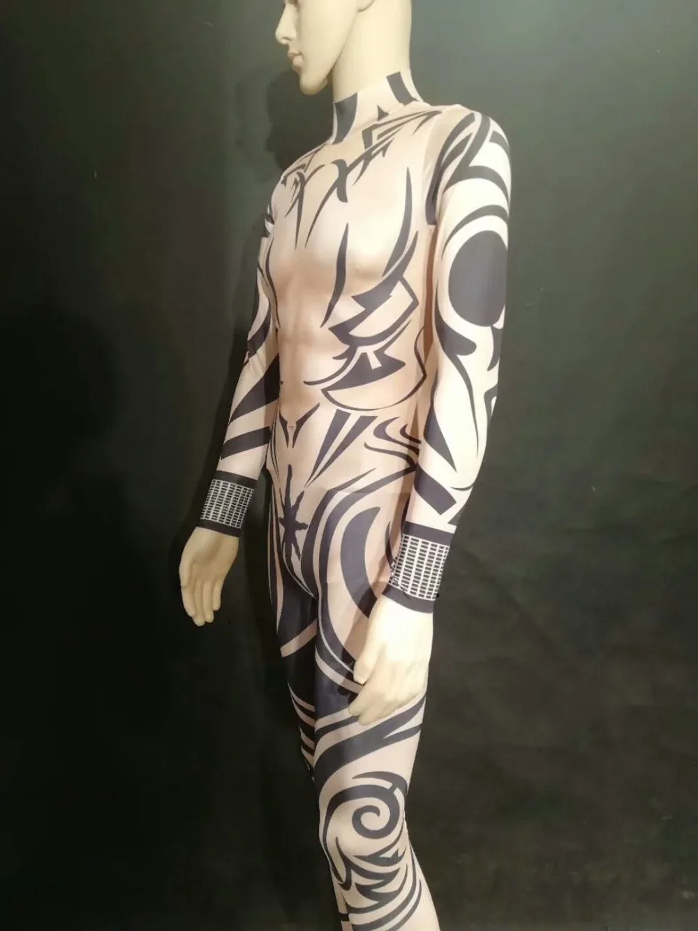 Women New Sexy Printing Stripe Jumpsuit Female Sexy Stretch Leggings Costume One-piece Bodysuit Stretch Outfit Party Rompers