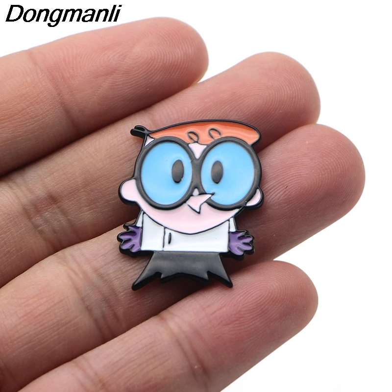 P3284 Dongmanli Dexter's Lab эмалированная булавка броши мультфильм креативная металлическая брошь булавки Джинсовая Шляпа значок воротник ювелирные изделия 1 шт