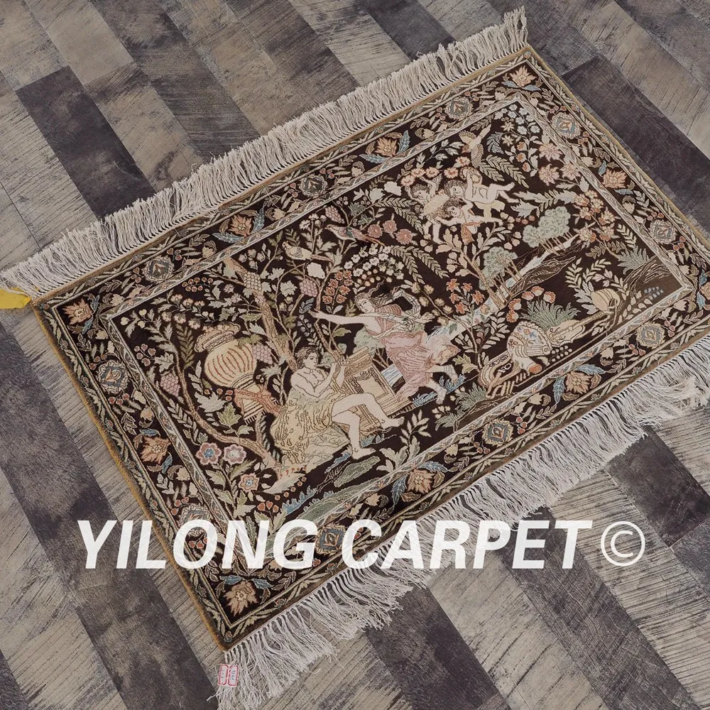 Yilong 2 'x 3' 400 линия персидский шелковый ковер классический Адам и ЭВА в саду