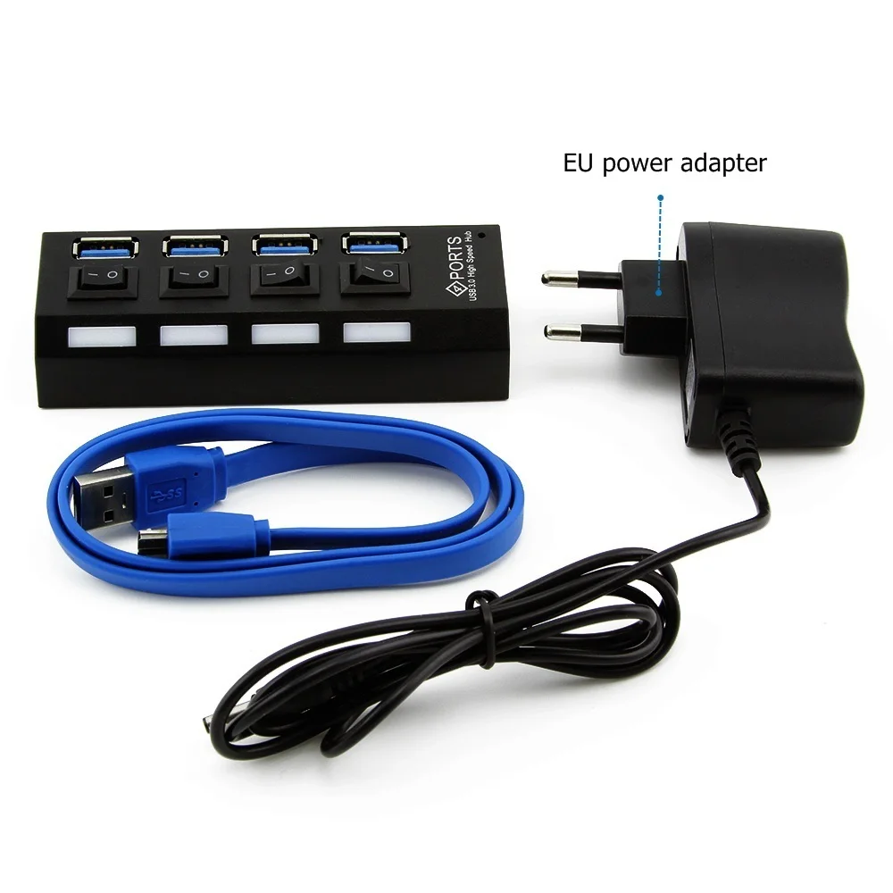 USB разветвитель CHYI на 4 порта 3 0 со светодиодной подсветкой и выключателем|usb 3.0