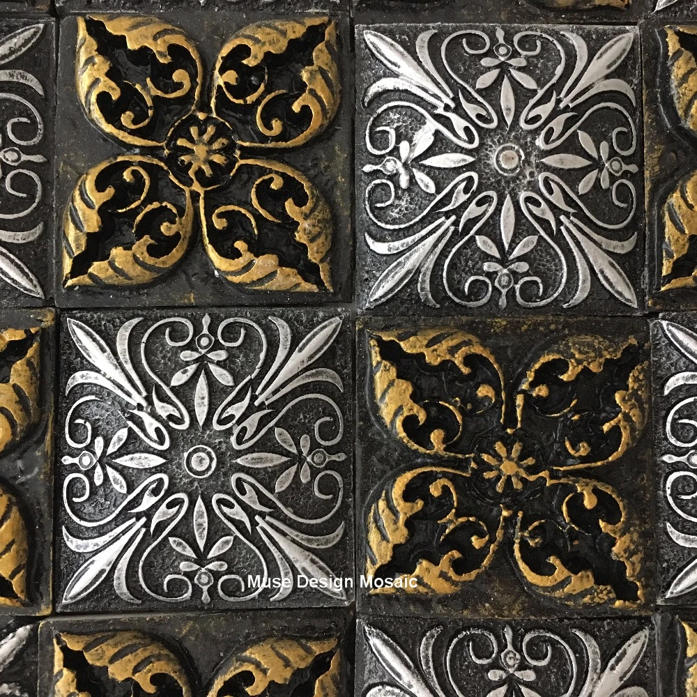 3D Винтаж тиснением Смола из золотистого металла сочетает в себе щитка мозаика