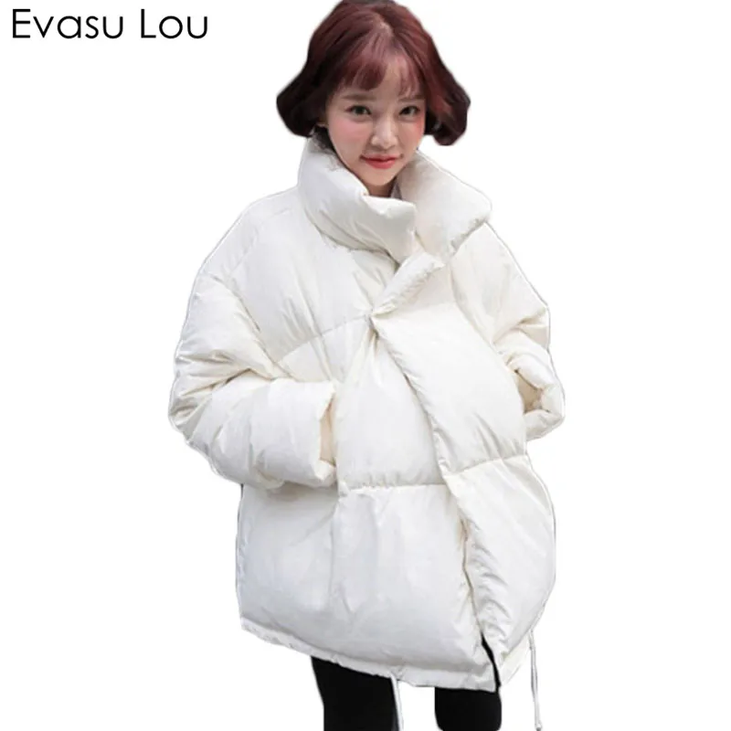 Evasu Lou белый Цвет парки Mujer 2018 новые зимние свободные хлопковые пальто Для женщин