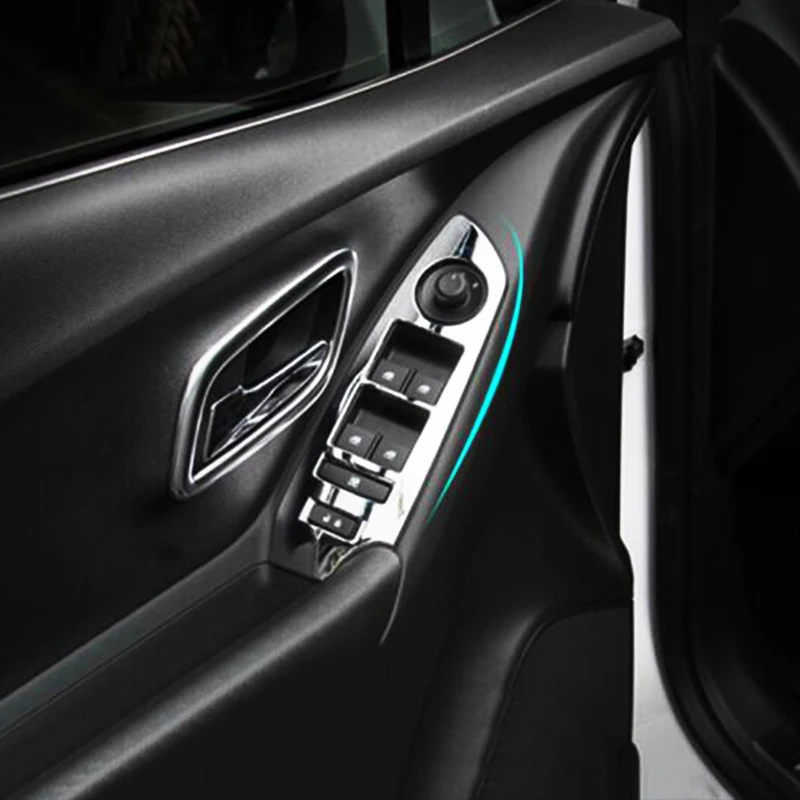 

For Chevrolet TRAX 2014-2016 ABS Chrome LHD Window glass Lift Control Ring Panel Cover trim Stickers Car Styling Accessories 4PCS