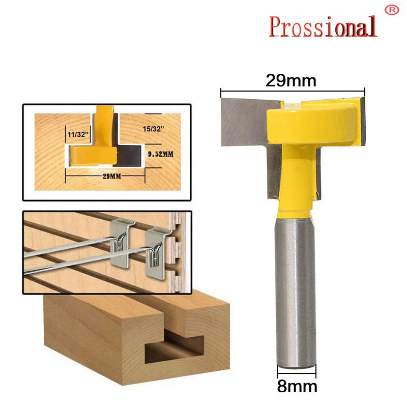 

Woodworking T-Slot & T-Track Slotting Router Bit - 8" 8'' Shank For Chisel Cutter