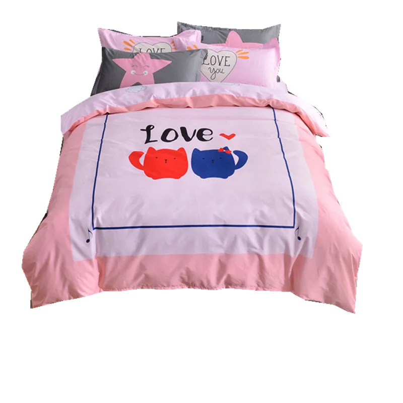 100% хлопок 3D кошка любит ребенка/Детские Постельное белье покрывало с принтом
