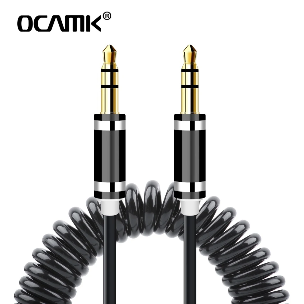 OCAMK 3 5 мм AUX кабель штекер мужской автомобильный аудио пружинный 1 м удлинитель