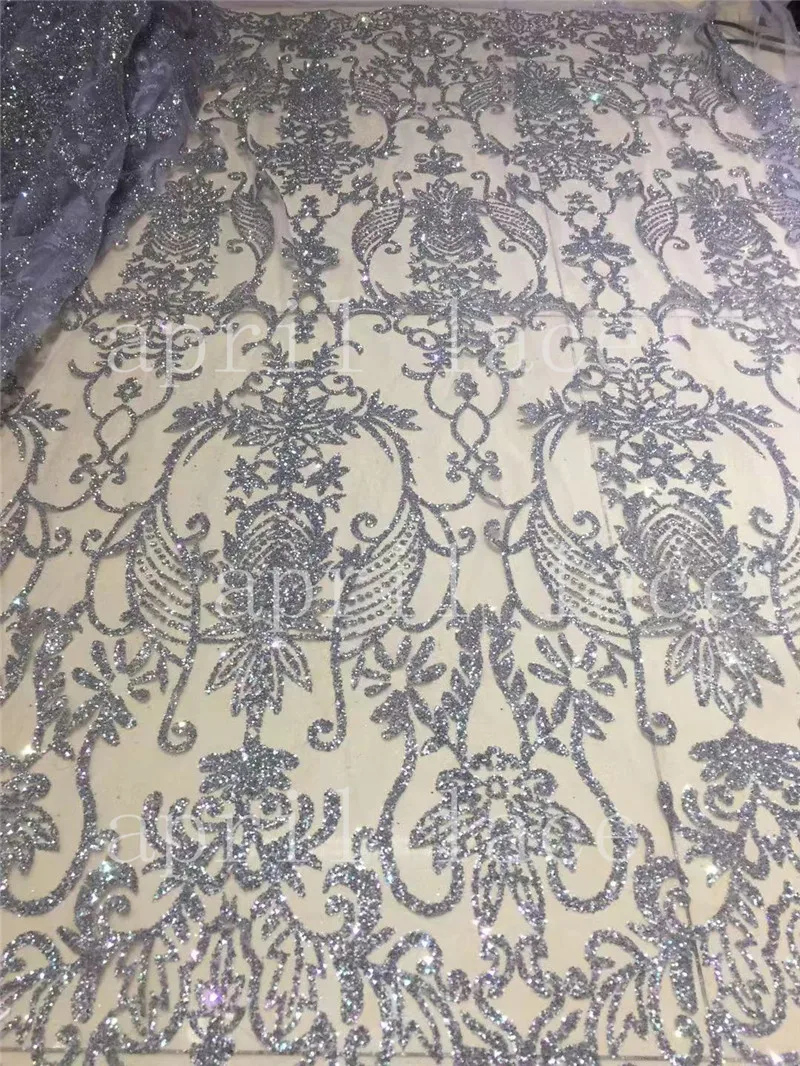 5yards new dobby bzh05 # color 54-064 hand print glitter mesh tulle lace fabric for sawing wedding dress |