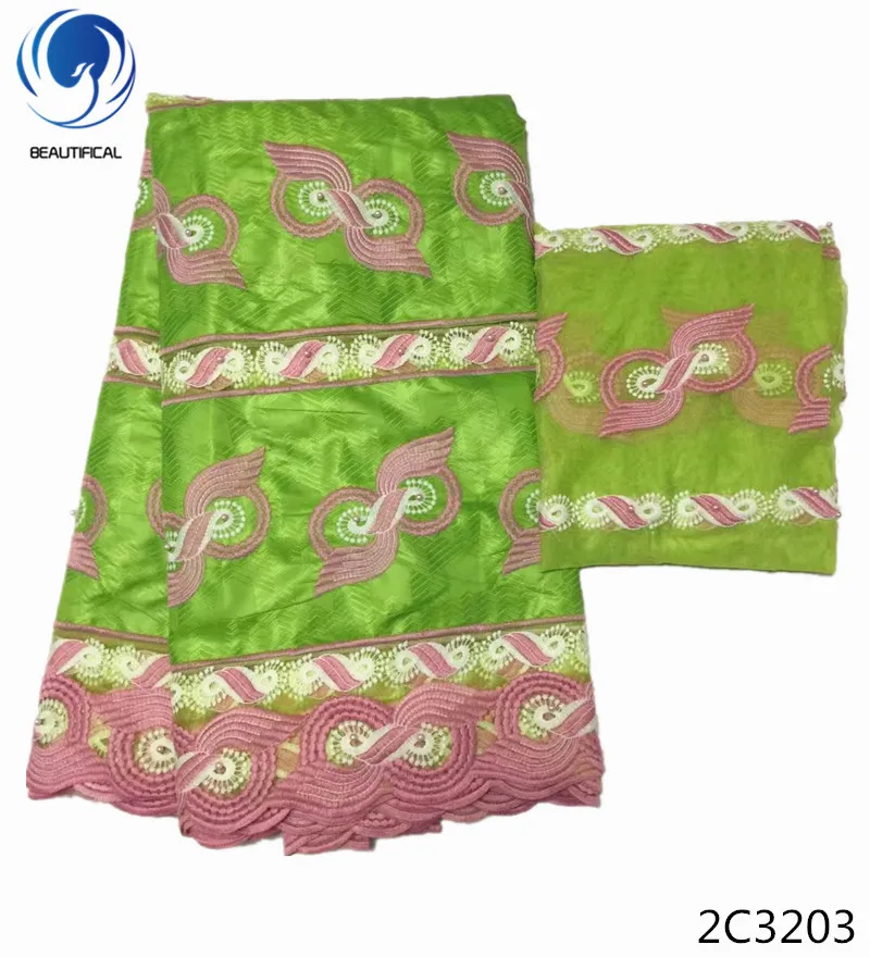 Beautifical african bazin lace fabric milk silk mesh net with beads latest design for party dress 7yards 2C32 | Дом и сад