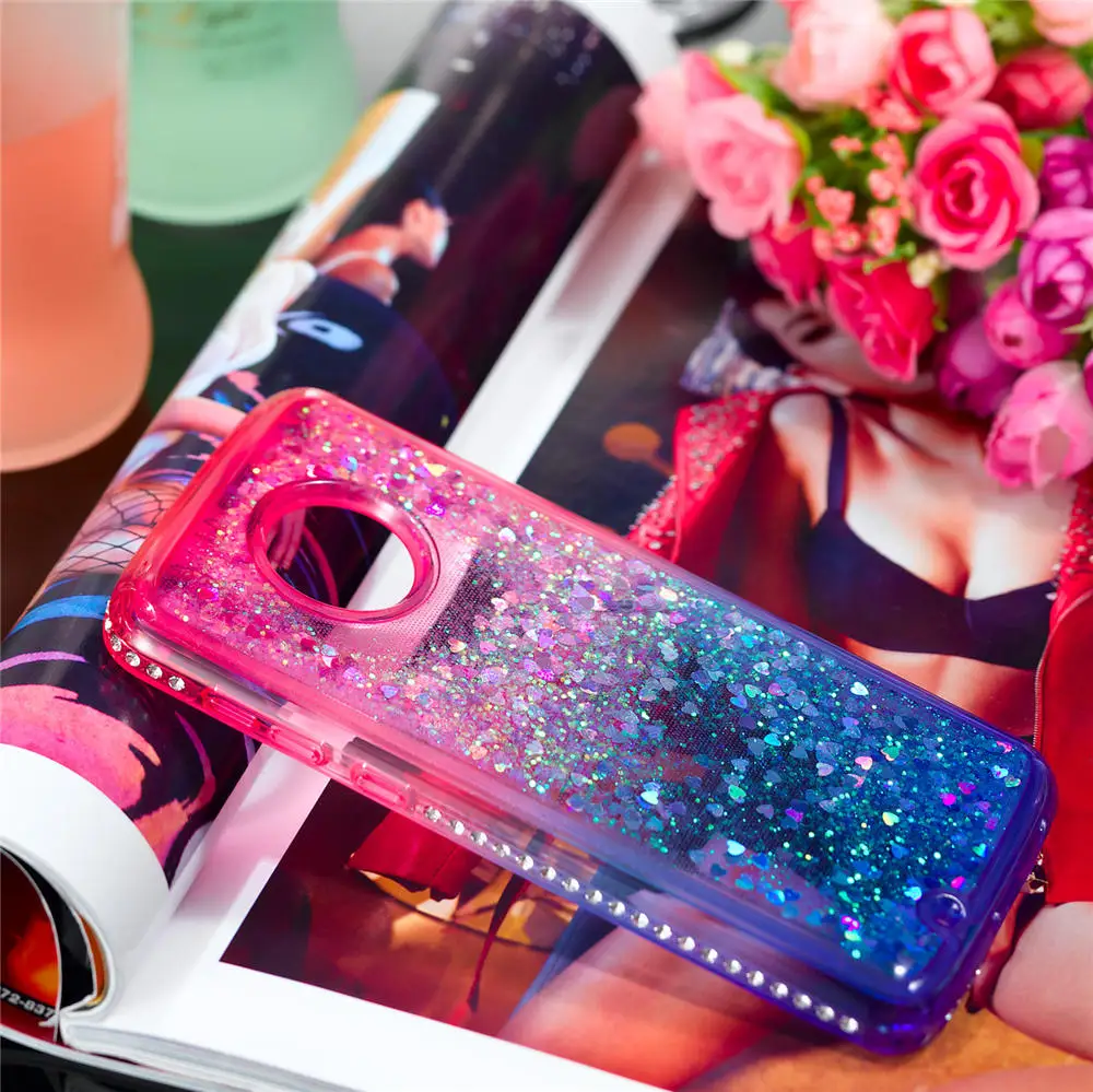 30pcs for Motorola Moto G6 2018 Plus E5 E5Play Bling Liquid Sand Diamond Gradient TPU Phone Case Quicksand Cover Shell | Мобильные