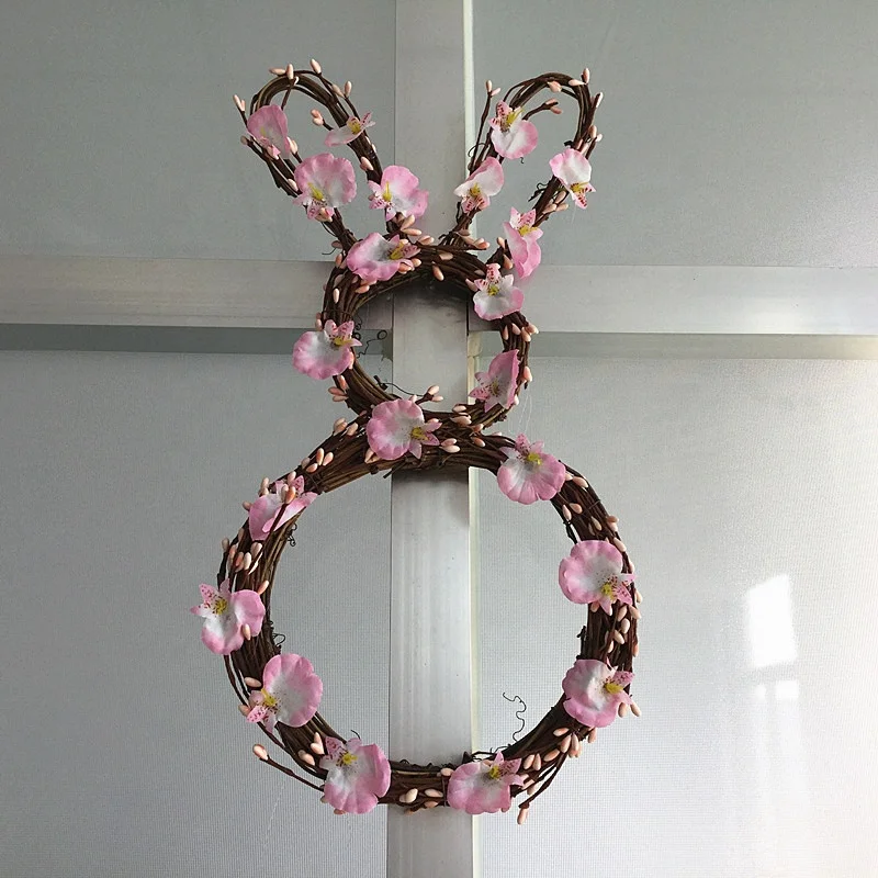 Венок с розовыми ягодами Шелковая бабочка цветок орхидеи кроличьи веточки венок