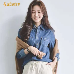 Женская джинсовая рубашка, облегающая офисная рубашка с длинными рукавами, новая модель XZ461 на весну и осень, 2019