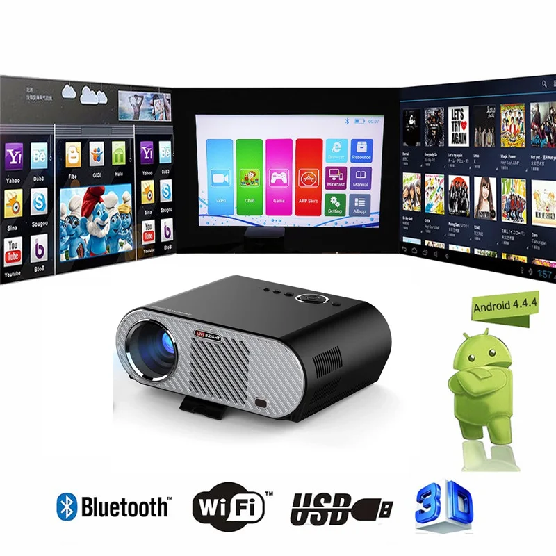 Exquizon GP90 проектор (опционально Android с поддержкой Bluetooth wifi AC3) 3200 люмен 1080P 1280*768