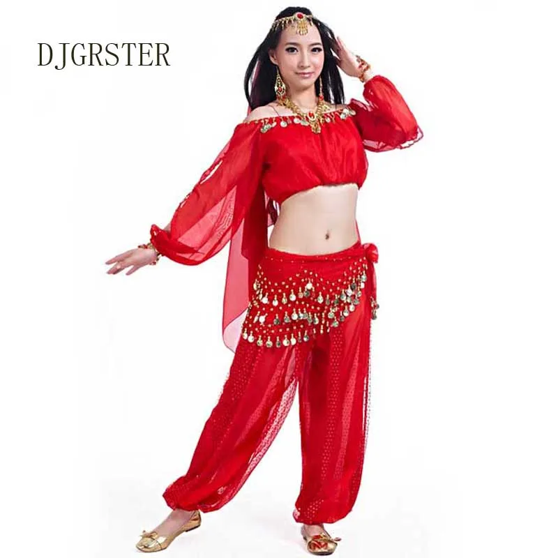 Костюм DJGRSTER для танца живота бюстгальтер + платье пояс вуаль цепочка на голову 8