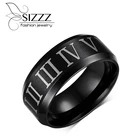 Размер zz, римские цифры, черное кольцо из нержавеющей стали, Крутое мужское кольцо, коктейльное свадебное ювелирное изделие, оптовая продажа