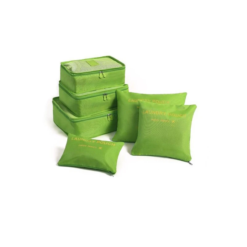Green 6 шт. дорожная сумка для хранения, набор, портативный органайзер для багажа, органайзер для шкафа, Дорожный чемодан, органайзер, наборы, органайзер для одежды, сумка - Цвет: Green