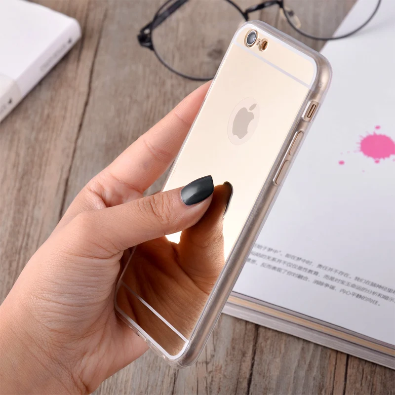 Роскошный зеркальный мягкий силиконовый чехол из тпу для iphone 7 6 6S Plus 5 4 задняя