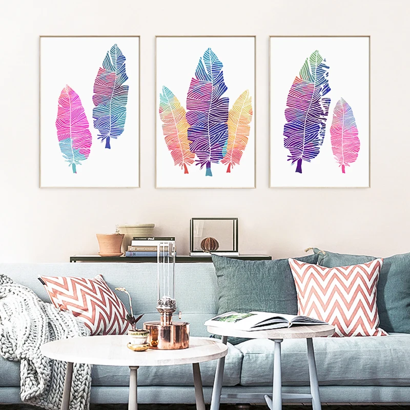 C Книги по искусству Ун красочными перьями Плакаты и принты стены холст росписи