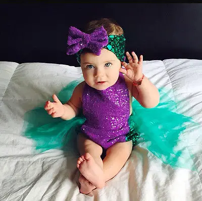 Тюлевое боди Русалка для девочек 0 24 мес. с блестками|toddler bodysuits|baby bodysuit girlkids |
