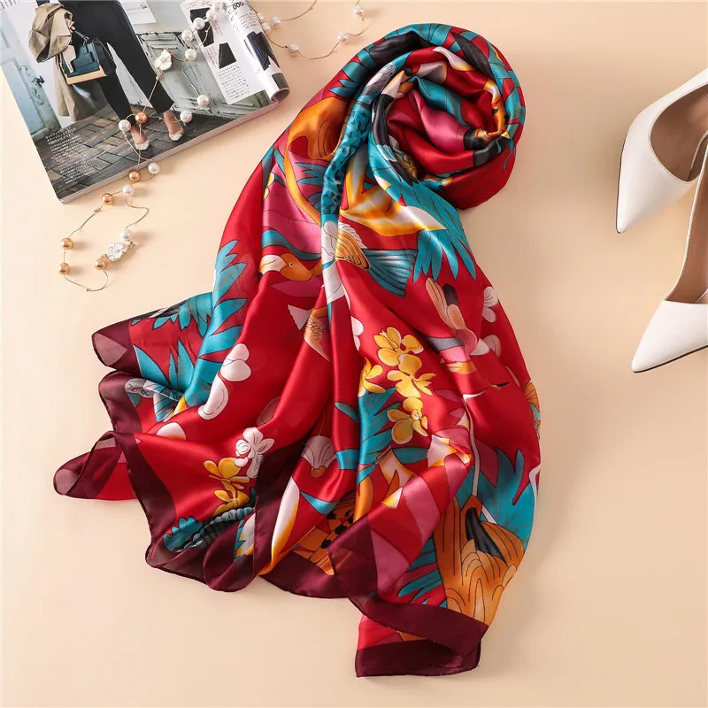 2018 Women Fashion Lovely Animal Bird Eagle Silk Scarf Lady Wraps and Shawls Female Pashmina Stole Foulards Hijab Snood 180*90Cm |