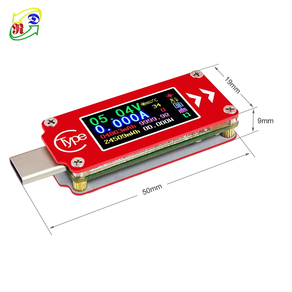 TC64 тип c цветной ЖК дисплей USB Вольтметр Амперметр Напряжение измеритель тока